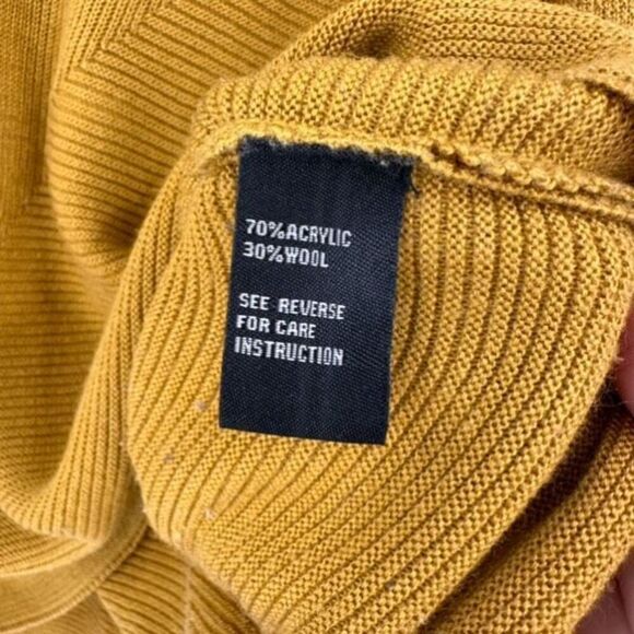 Cliche Women's Knit Wool Ribbed Neck Long Sleeve Pullover Sweater Gold Large - Picture 4 of 10